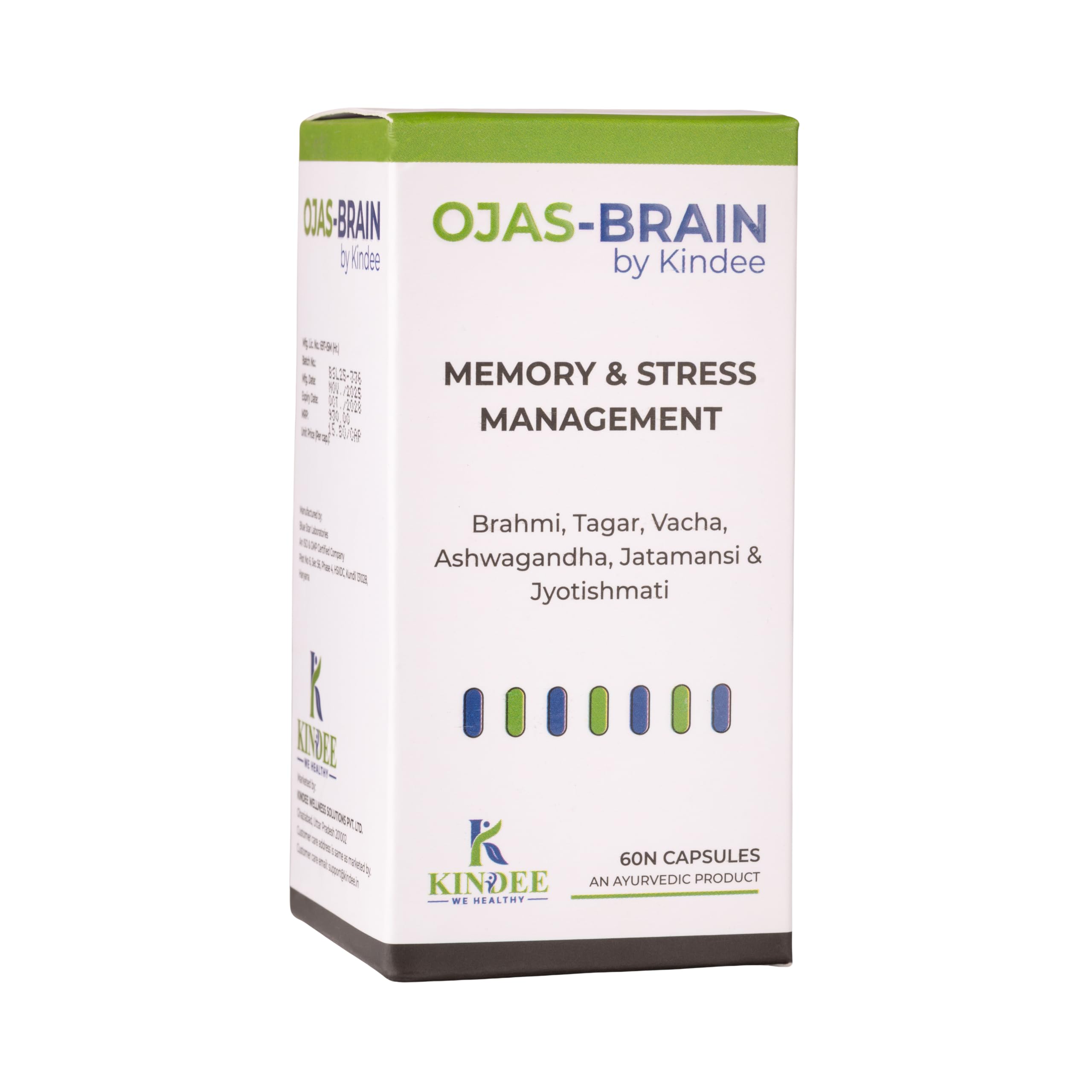 Kindee Ojas Brain Support Capsules with Brahmi, Ashwagandha, Jatamansi & Vacha | Ayurvedic Herbal Formula for Focus & Daily Wellness | 60 Capsules — Amazon image 6