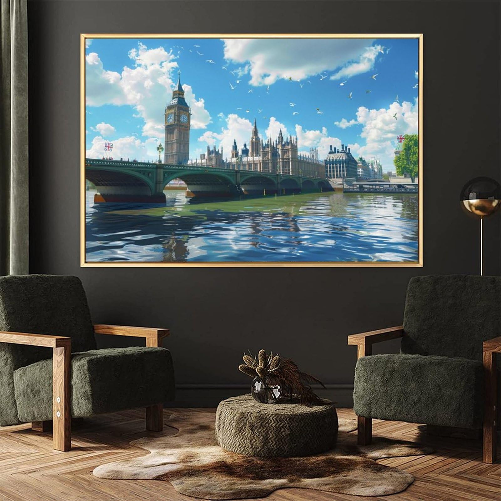 Amazon.co.jp: 絵画 ビッグベンと国会議事堂インテリア 絵画 雄大な 