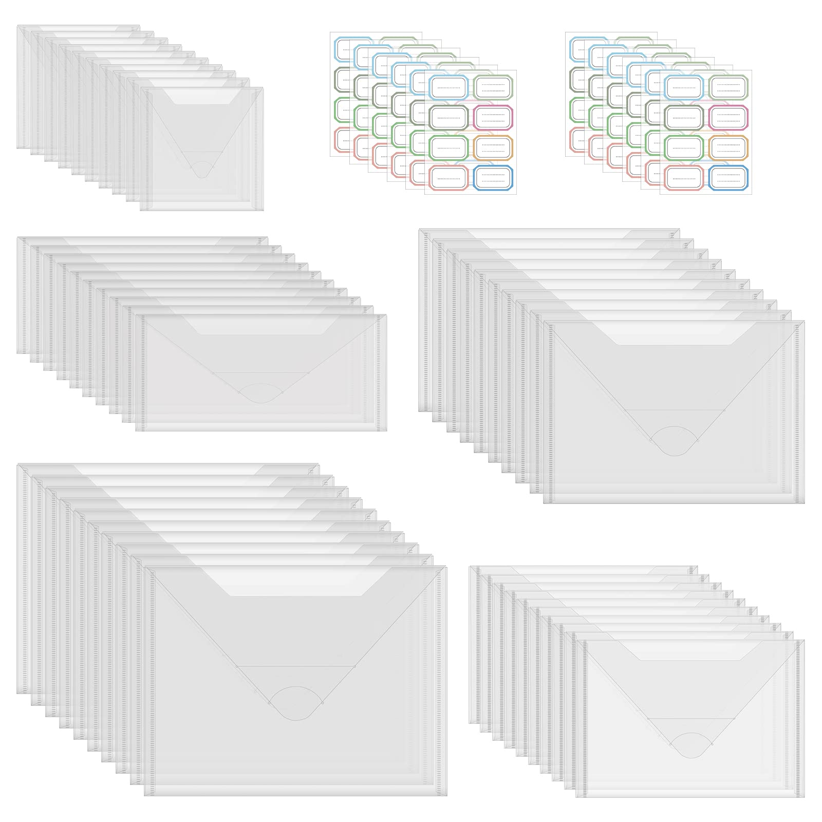 BAOFALI 50 Pieces Stamp &amp; Die Storage Pockets 96 Label Stickers 5 Sizes Scrapbooking Storage Die Cuts Storage for Storage Card Making DIY Scrapbooking Paper, Cutting Dies Stencil Stamp Crafts Storage