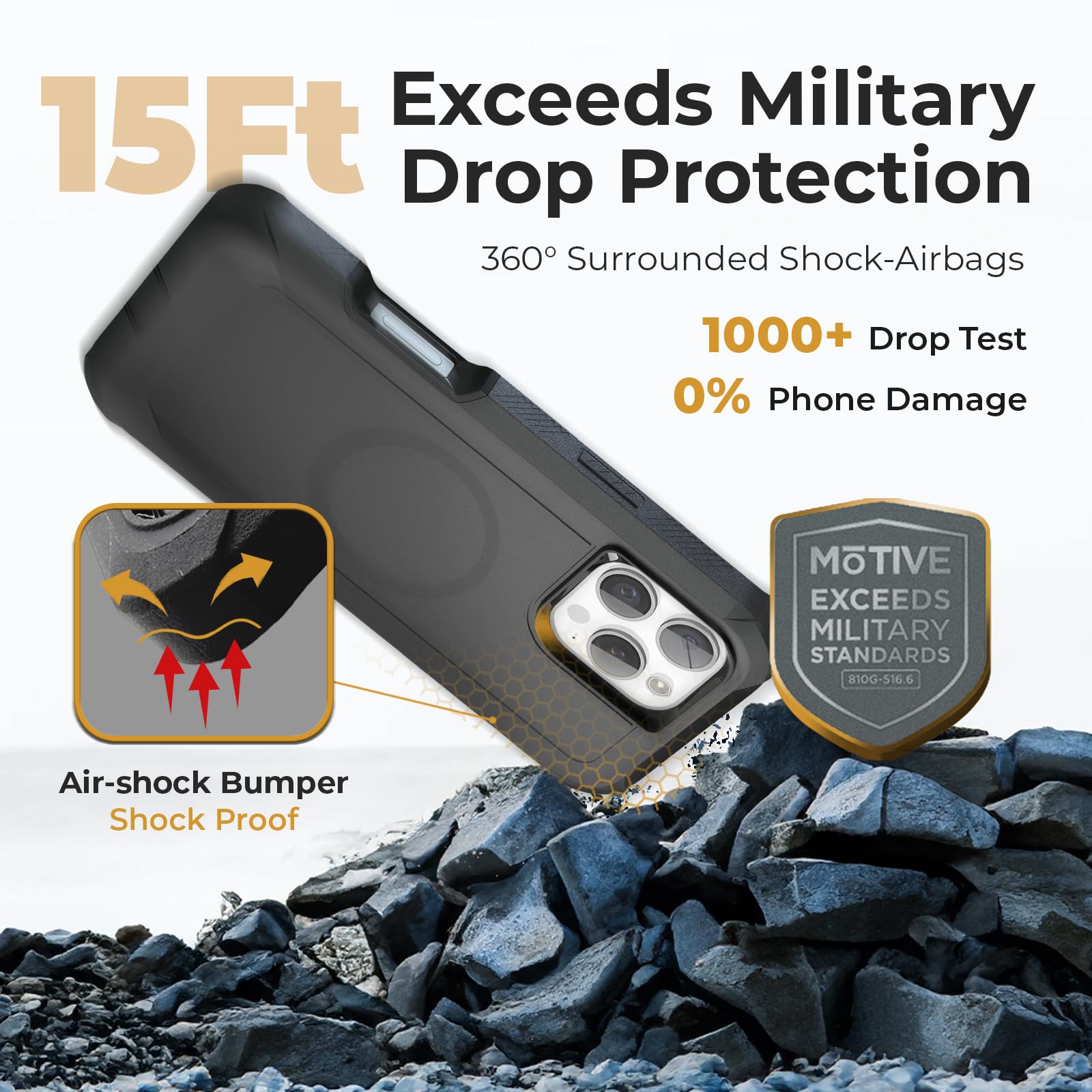 MOTIVE Funda de silicona para iPhone 15 Pro con clip para cinturón, funda para teléfono celular para iPhone 15 Pro, funda delgada y resistente, funda protectora a prueba de golpes y soporte, 6.1