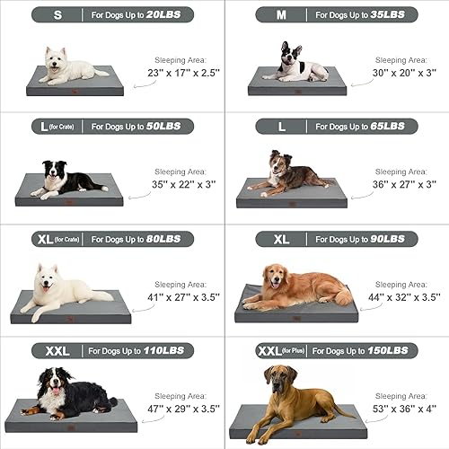 Miniatura 6 de Cama para perros para todo tipo de clima, cama impermeable para perros grandes, cama ortopédica de espuma de huevo para mascotas con cubierta de