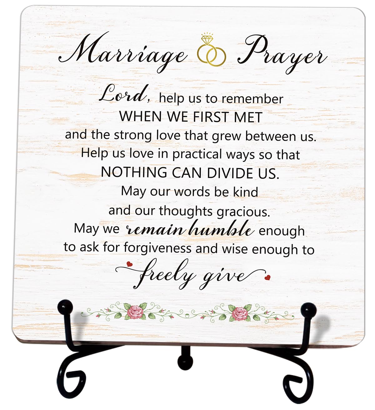 Marriage Prayer Plaque (5"x5"), Anniversary Wedding Gifts for Couple, Christian Religious Home Décor Saying, Wedding Sign (4 Options)