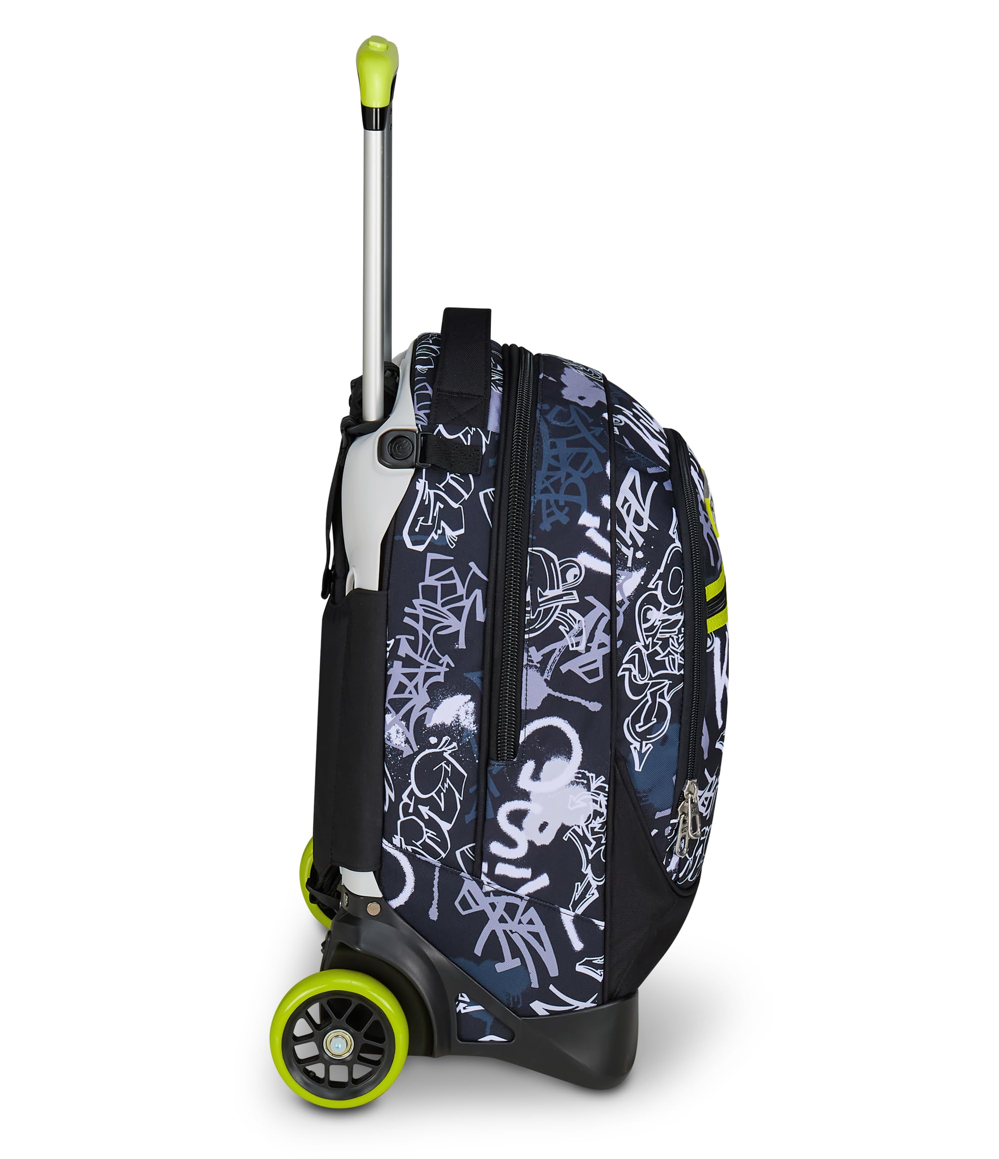 Seven Trolley Scuola New Tech Zaino Sganciabile, Triplo Uso, Doppio Scomparto, Spallacci a Scomparsa, Bambini e Ragazzi, White Scratchgrigio/giallo