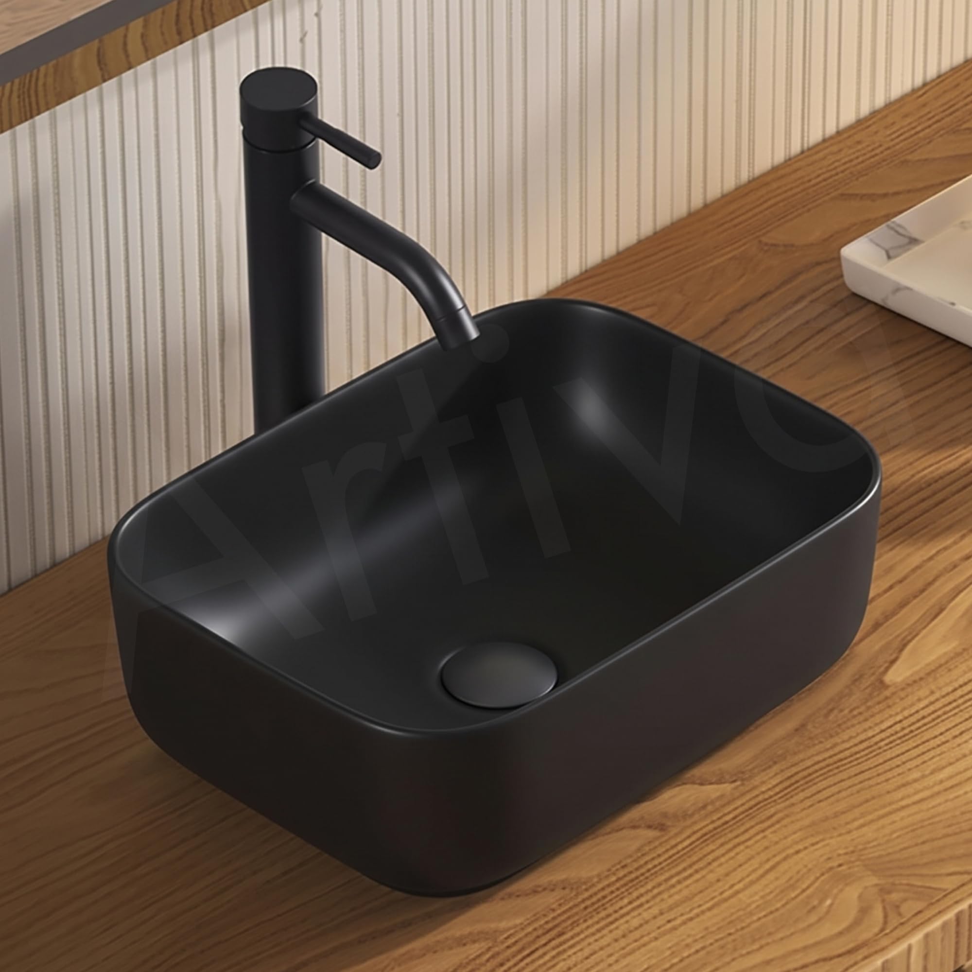 Artiva Black Ceramic Wash Basin - Rectangle Sink -1 Artiva Black Ceramic Wash Basin - Rectangle Sink -1
