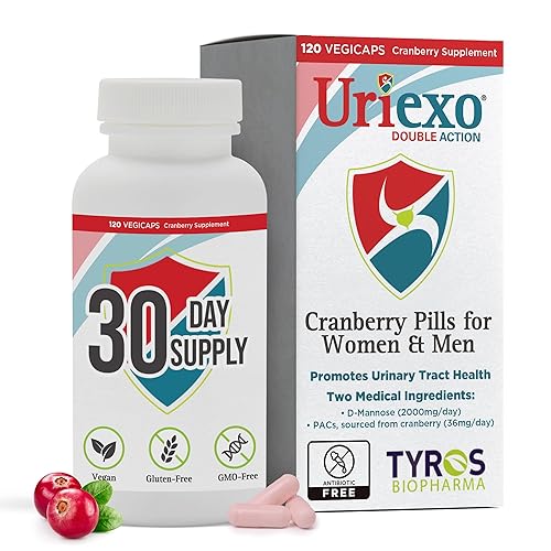 Uriexo Double Action Capsules, Cranberry Pill for Women and Men