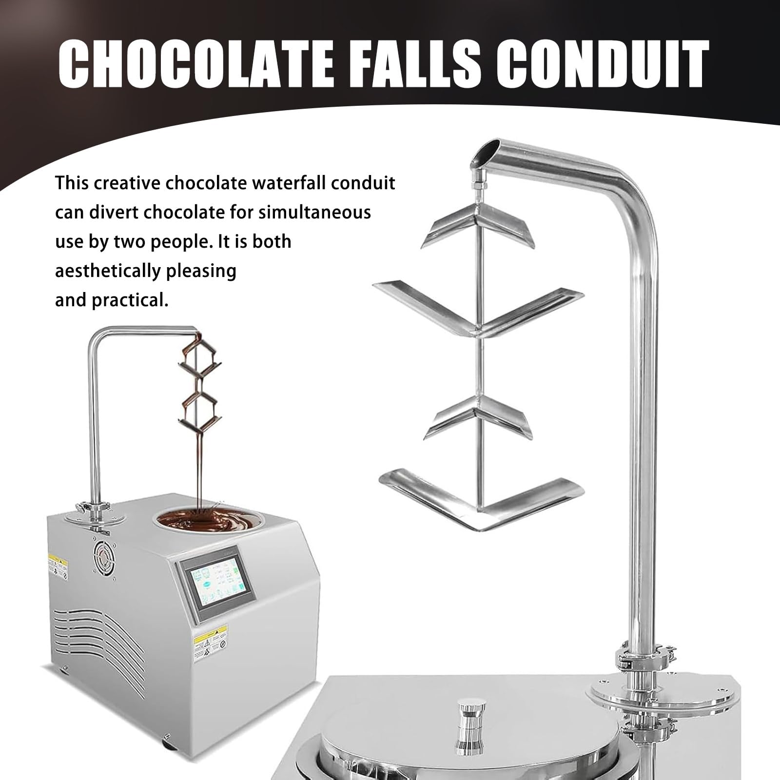 Tempéreuse à Chocolat Professionnelle 5.5L – Fontaine Chocolat Cascade avec Double Zone de Chauffage, INOX, Démontable, Nettoyage Rapide, pour Fête, Mariage, Buffet, Pâtisserie