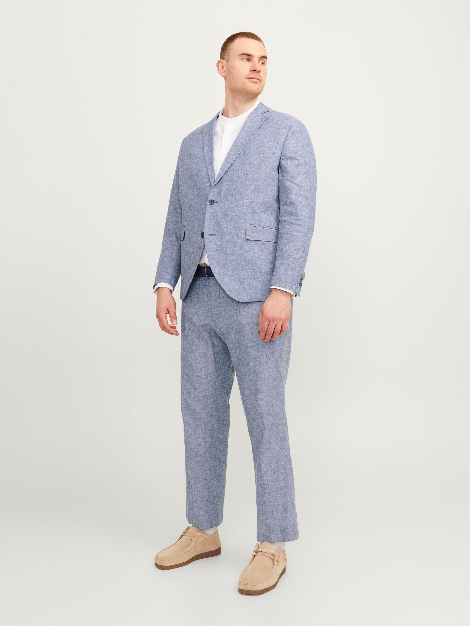 JACK & JONES Jprriviera Linen Suit Slim Fit Sn Pls garnitur męski, Chambray Blue/Fit: slim fit, 66 Duże rozmiary
