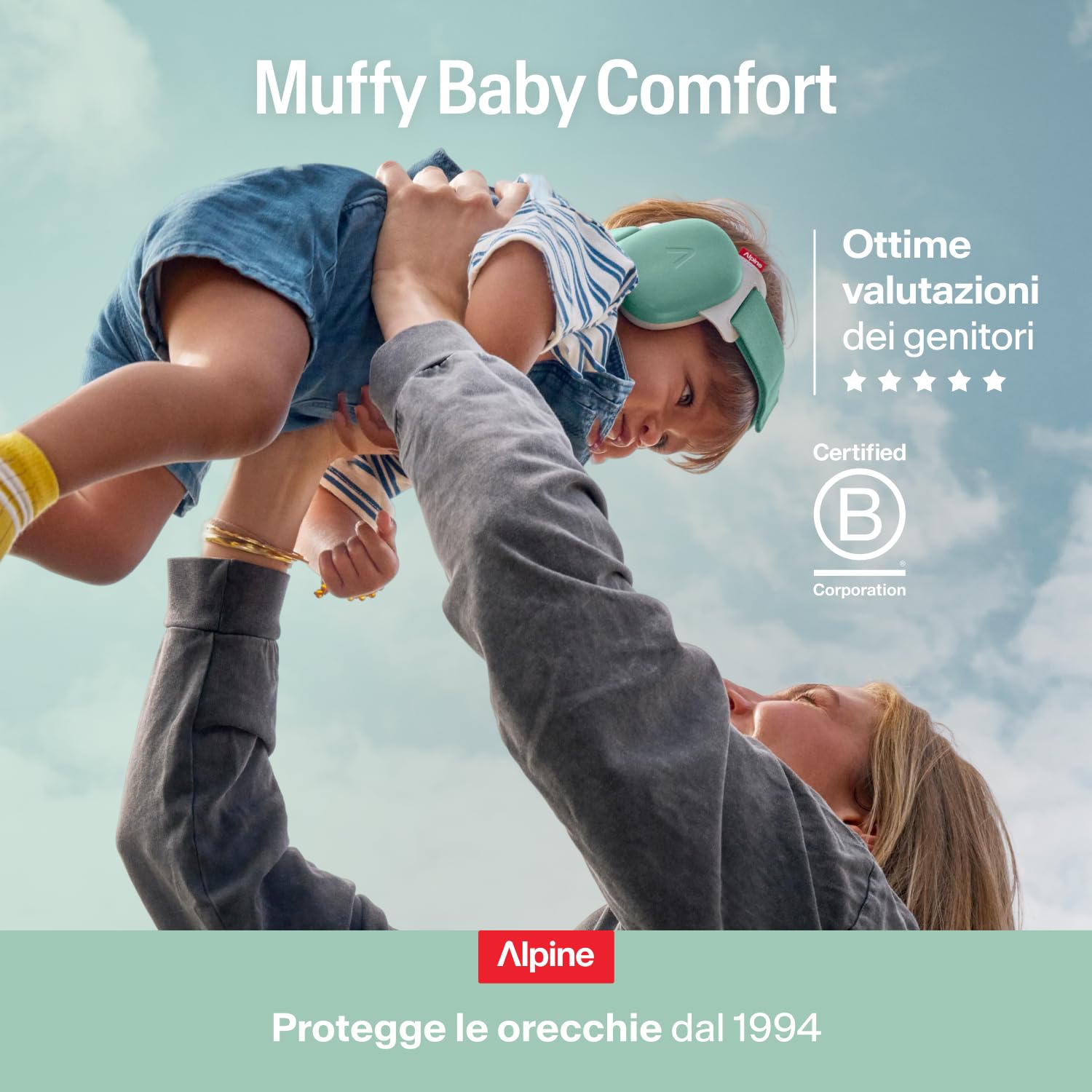Alpine Muffy Baby Comfort Paraorecchie Neonati Protezione Udito 24 dB Verde