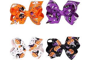 Baby Rose Halloween Headband Infant Pumpkin Hairband Bow Hair Clips (4pc clips)