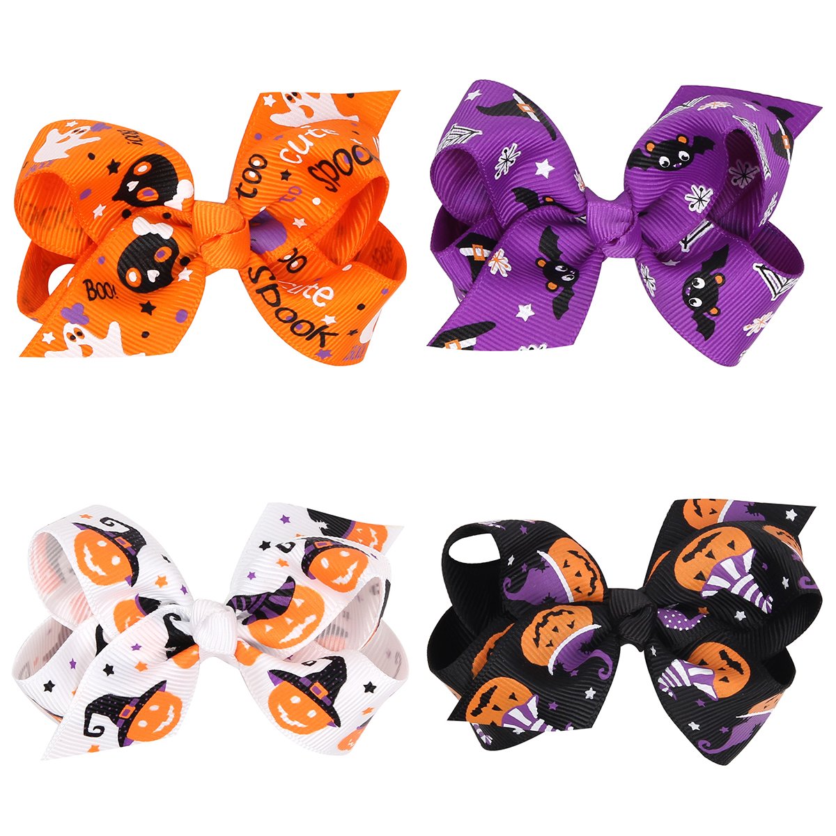 Diadema de Halloween con diseño de rosa y calabaza para bebé, 4 pinzas para el pelo