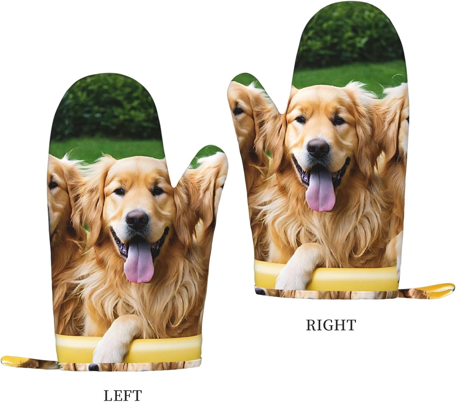 Golden Retriever Dogs Puppies Pets 4pcs Oven Mitts and Pot Holders Sets for Kitchen, Silicone Oven Gloves Non-Slip Potholders Hot Pads for Baking Cooking
