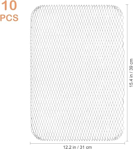 Miniatura 2 de Luxshiny Alfombrilla de malla para barbacoa 10 piezas desechables de aluminio para parrilla, sartenes de red antiadherentes, rejillas de rejilla de