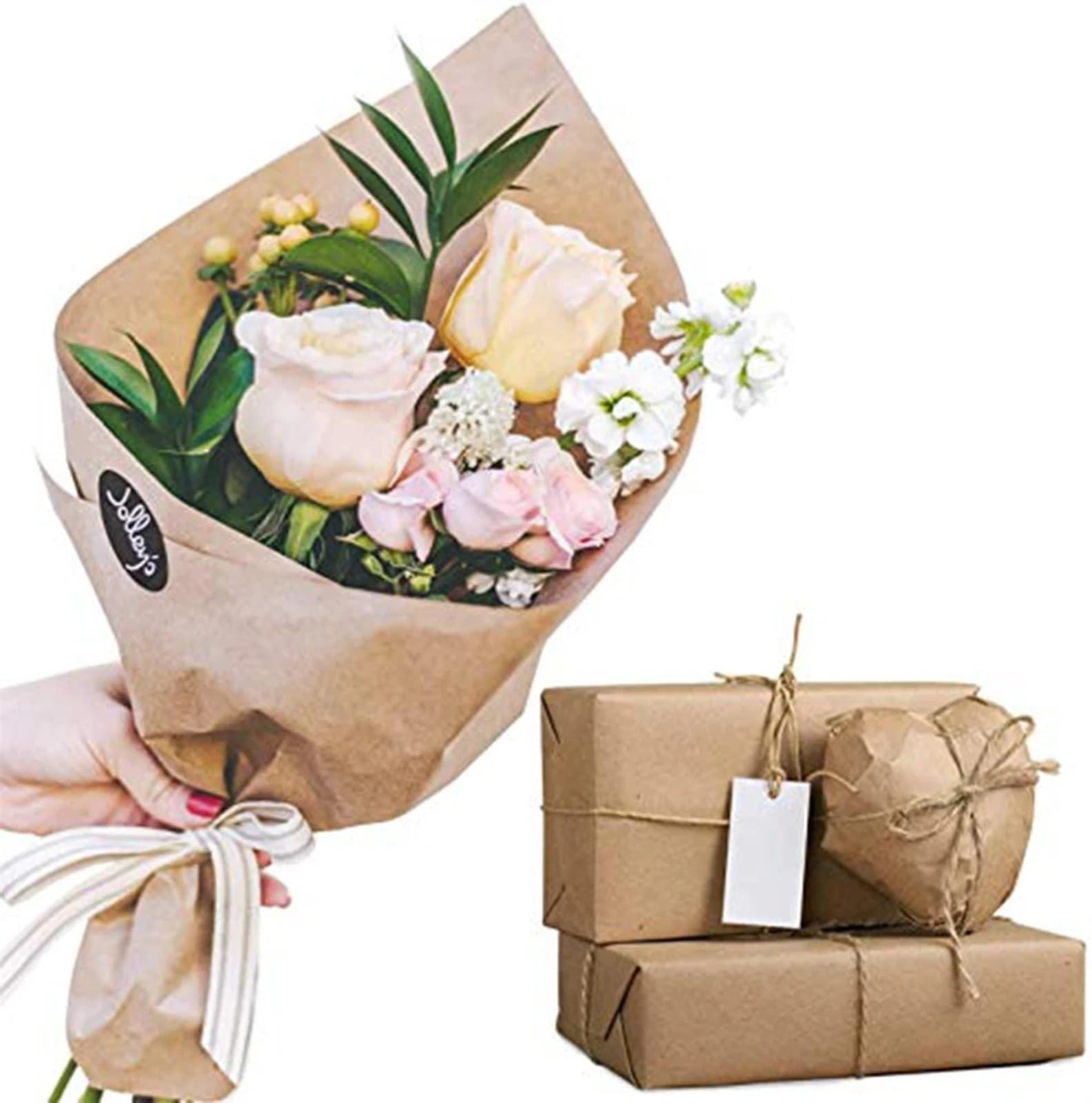 Rollos de Papel Kraft Papel Kraft marrón de 32,8 pies for envolver regalos, manualidades, revestimiento de suelo, mesa de paquetería(19.6inch X 32.8ft)