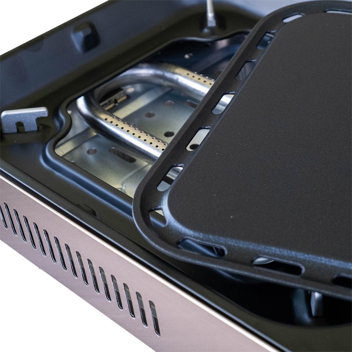 ALPEN Plancha/Grill Gaz Portable Multifonction 2100W, Allumage Piézo, Répartition Uniforme, Récupérateur Graisse, Mallette Transport Inclus - Balcon, Camping