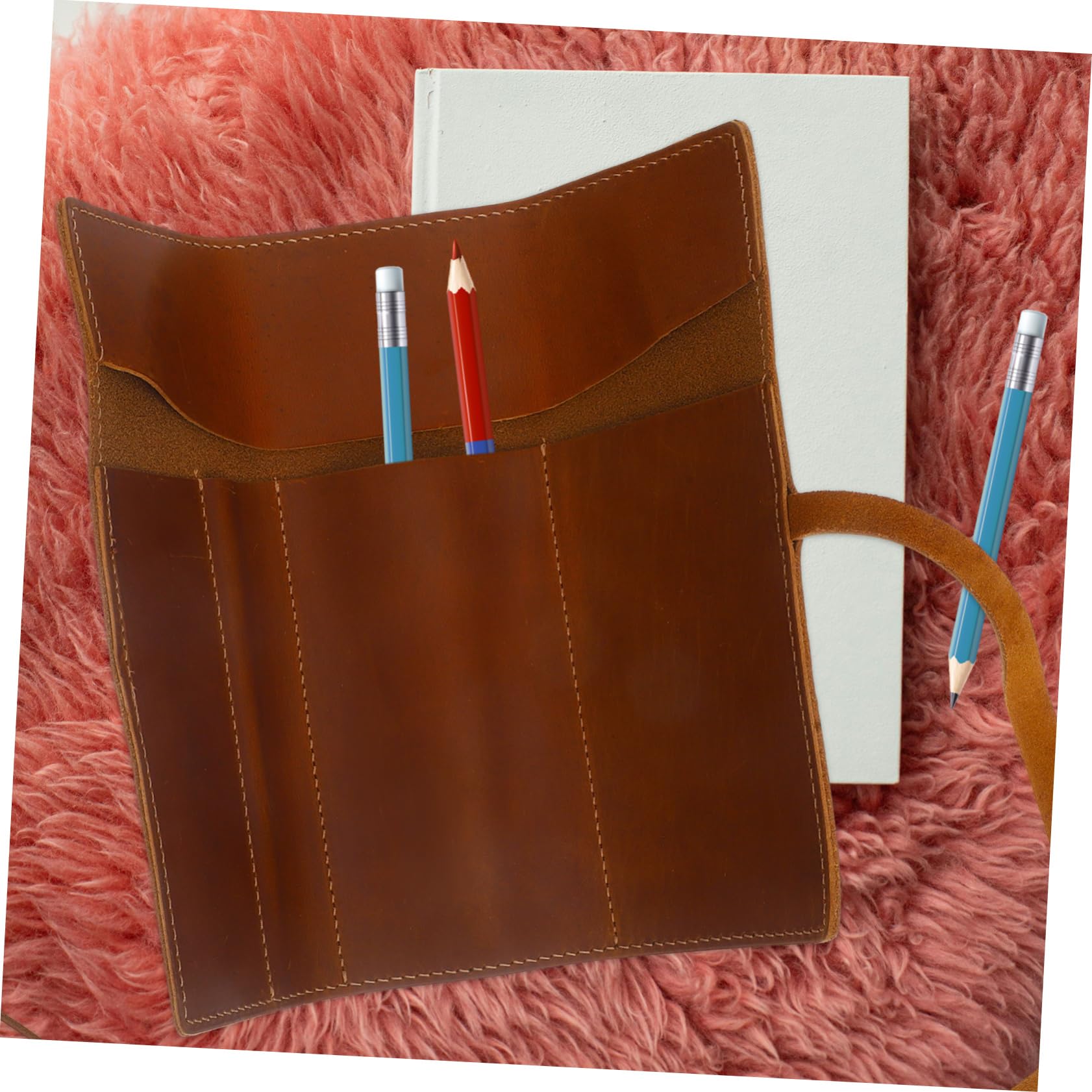 2piezas Bolsa Enrollable para Lápices De Piel De Caballo Retro Estuche De Almacenamiento De Bolígrafo Multifuncional Organizador De Lápices Bolsa para Bolígrafos Vintage