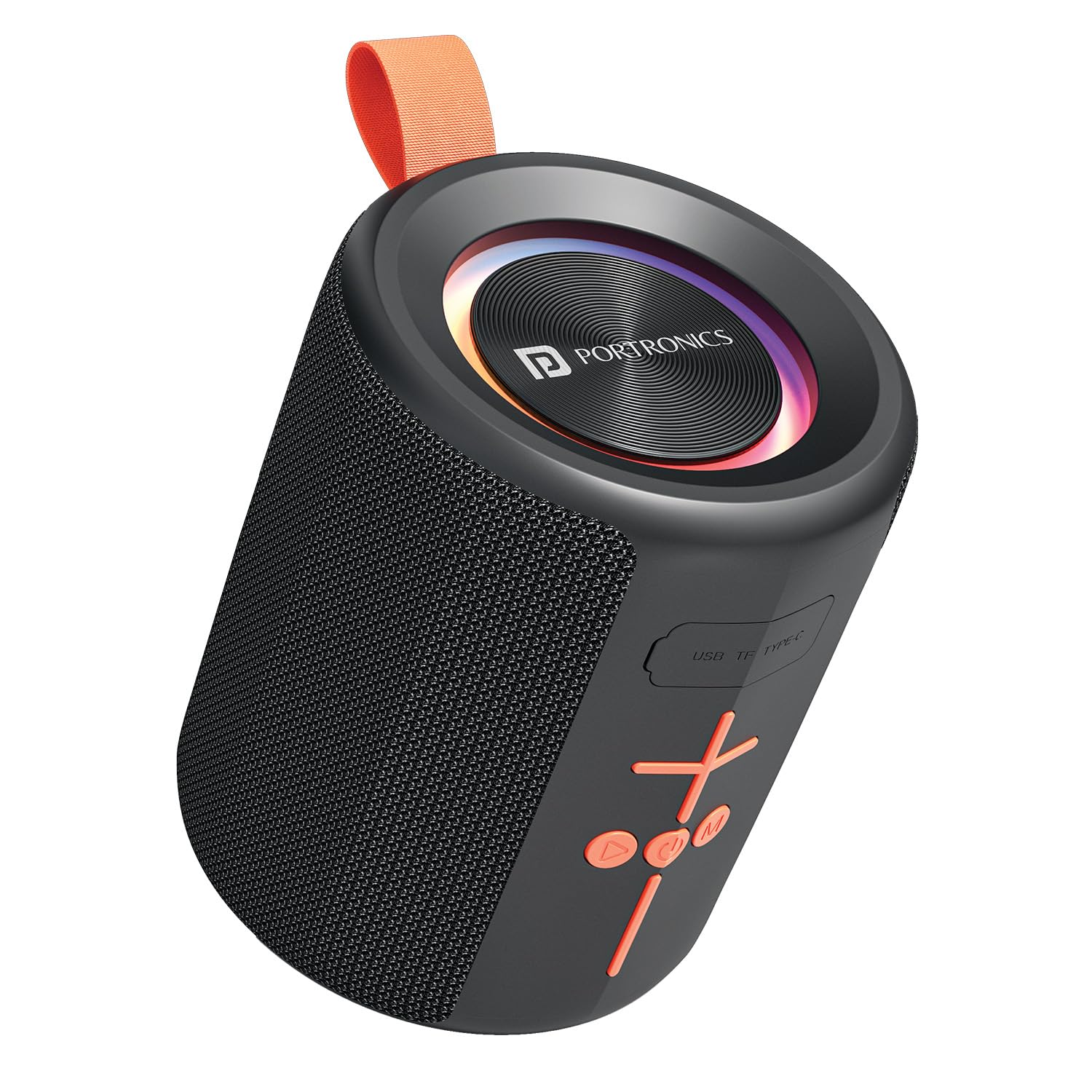 Portronics SONO 10W Portable Bluetooth Speaker with HD Sound, Passive Radiator Bass, RGB LED Lights, TWS Mode, Bluetooth 5.4, Type-C Fast Charging, Built-in Mic & Up to 7H Playtime (Black)-image-8