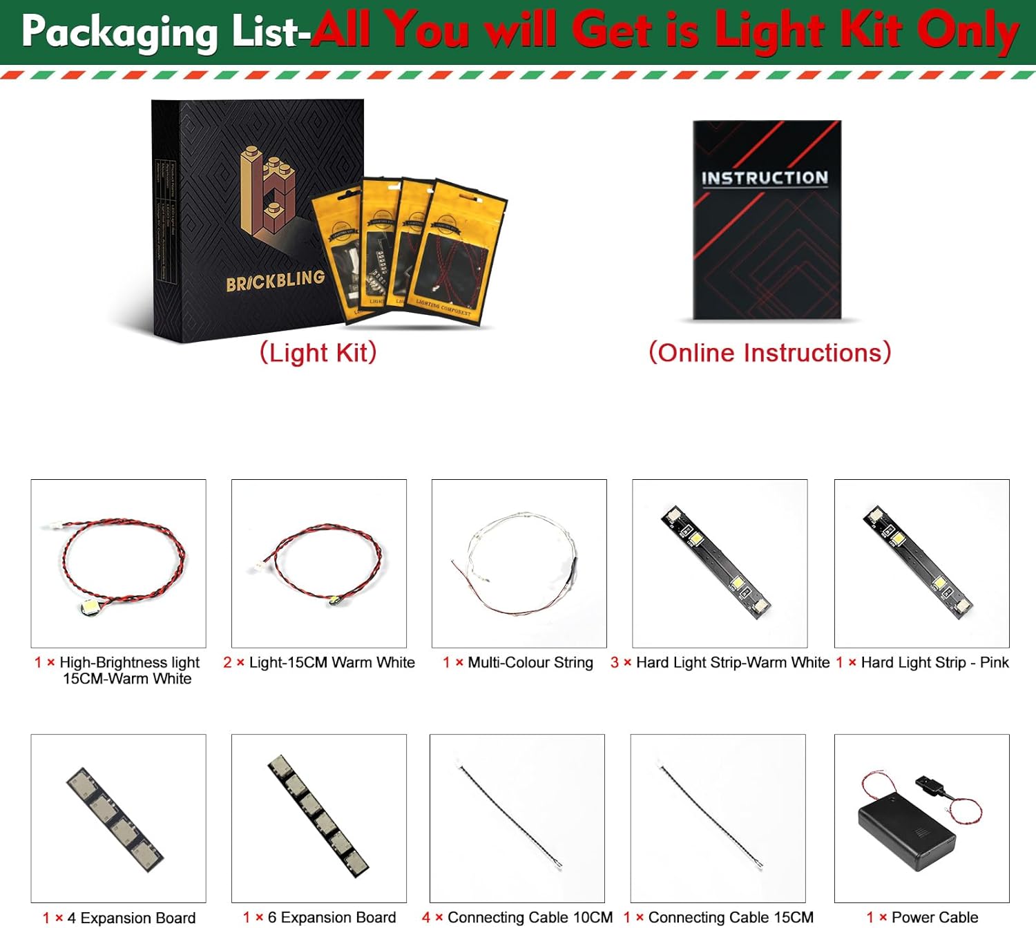 BrickBling LED Light Kit Compatible with Lego Festive Gingerbread House, Decorative Lighting Compatible with Lego 40809 (Excluding Model) (Classic Version Light)