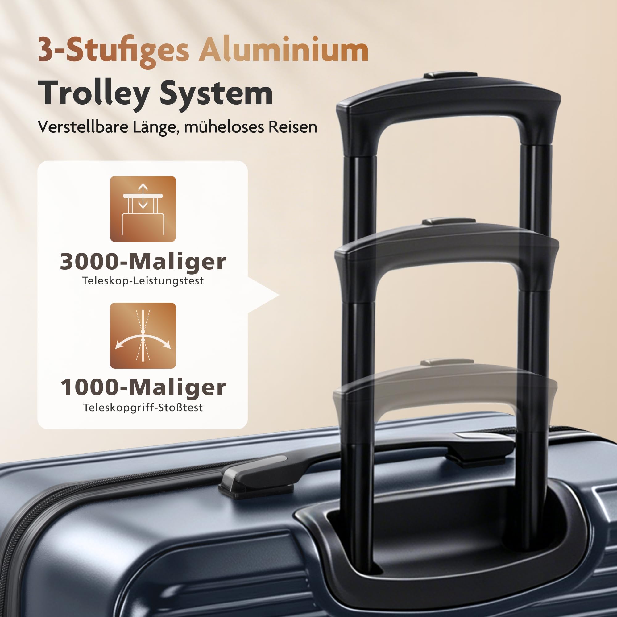 ALPHA CAMP Polycarbonat Koffer L Hartschalenkoffer Reisekoffer mit Rollen | koffer mittel hartschale leicht reißverschluss rollkoffer koffer&trolleys suitcase luggage für reise mit tsa schloss blau