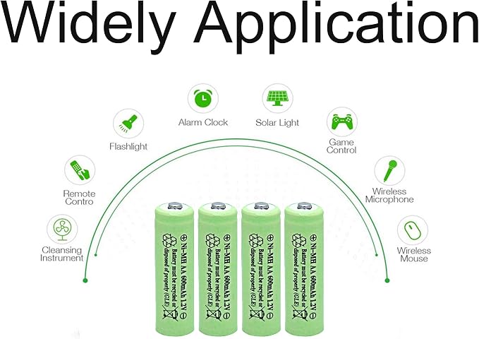 Baterías Recargables Ni-MH AA 600mAh 1.2V para Luces Solares 12 Pack miniatura 4