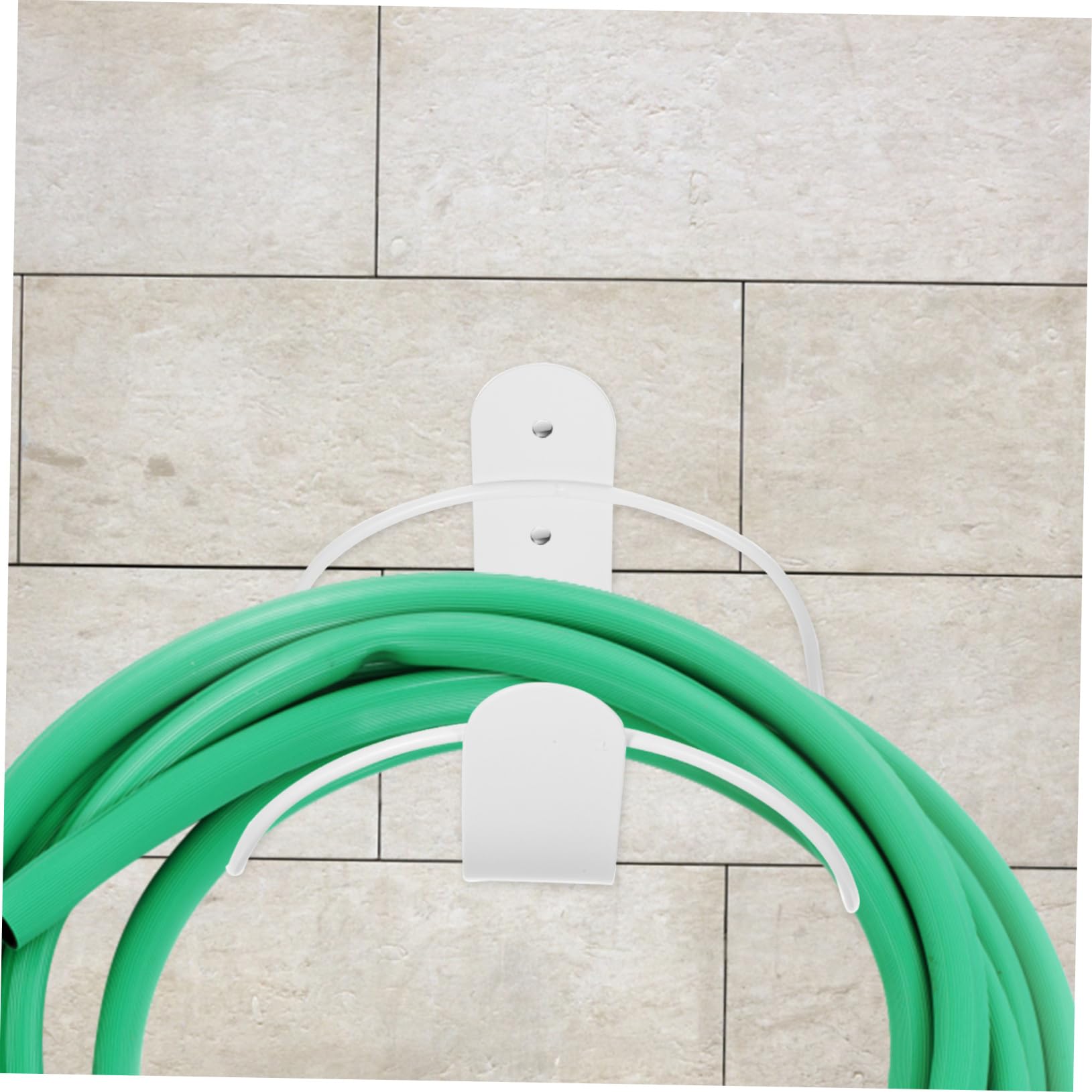 SUPVOX Porta Tubo da Giardino in Filo Metallico Bianco, Gancio per Riporre Tubi Flessibili, Supporto Resistente per Organizzatore di Spazio in Garage e Giardino, Facile da Installare