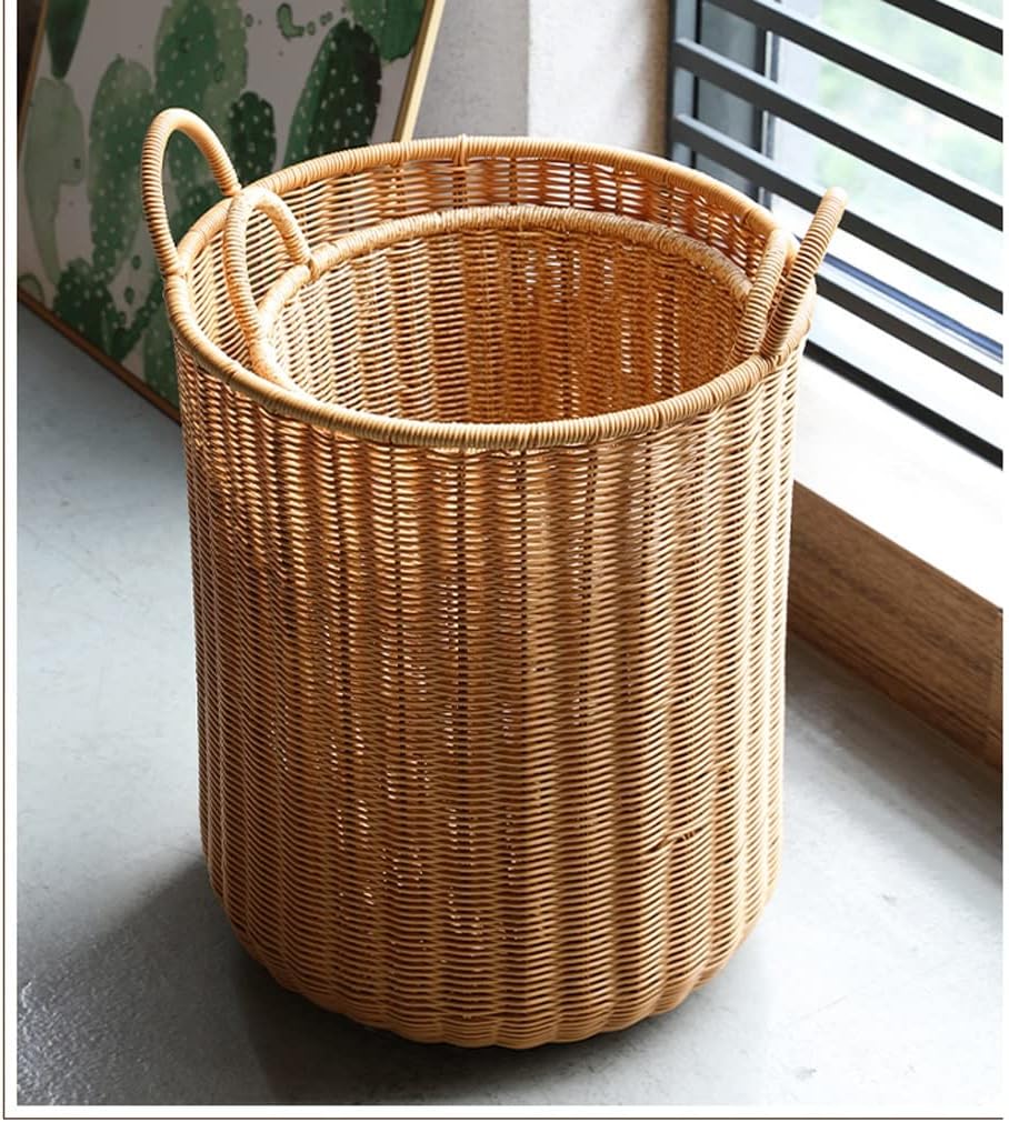 Dirty Clothes Basket Imitation Rattan Dirty Clothes Basket Hotel Bathroom Laundry Basket Dirty Clothes Storage Basket (Braun 37 * 45.5cm)