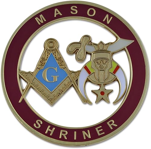 Mason Shriner Burgandy coche auto emblema3 diámetro Mason Shriner Burgandy coche auto emblema3 diámetro