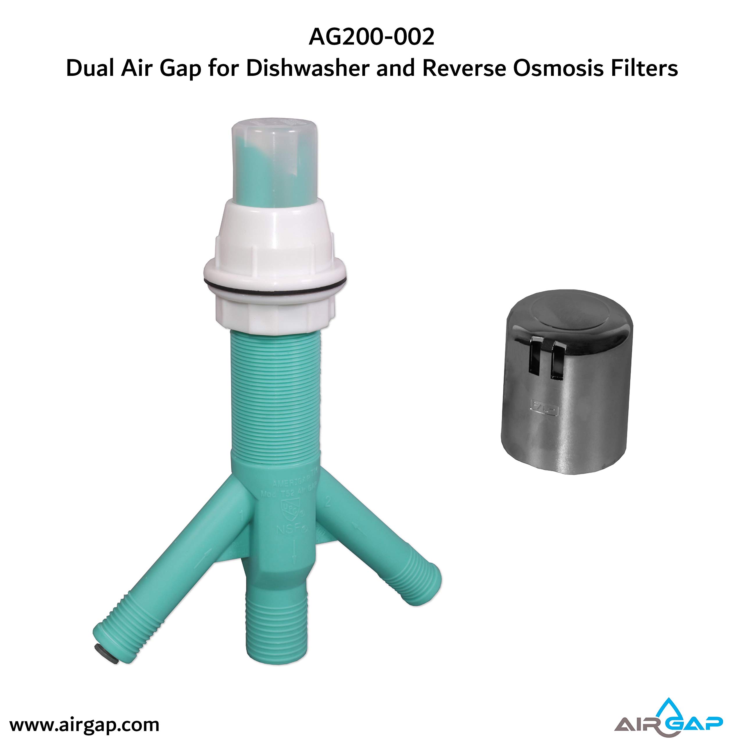 Amerigap T52 RO kit, Extra Long Thread Air Gap with Twin Inlet Ports for Dishwasher and Reverse