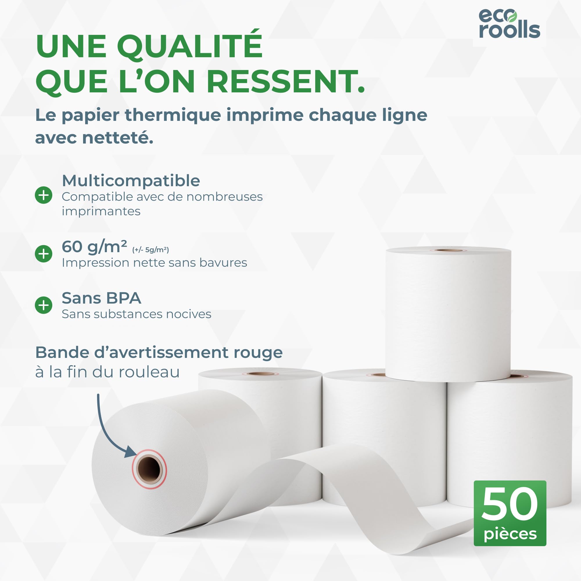Bobine Thermique 80x80x12 - Rouleau 80x80 pour imprimante - Rouleau imprimante thermique 80mm x 80m x 12mm - Sans BPA - [50x]