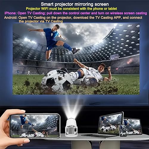 Miniatura 7 de Proyector HY300 con WIFI6 y Bluetooth, soporte 4K 1080P con Android TV 11.0, mini proyector portátil de película giratorio de 180, compatible con