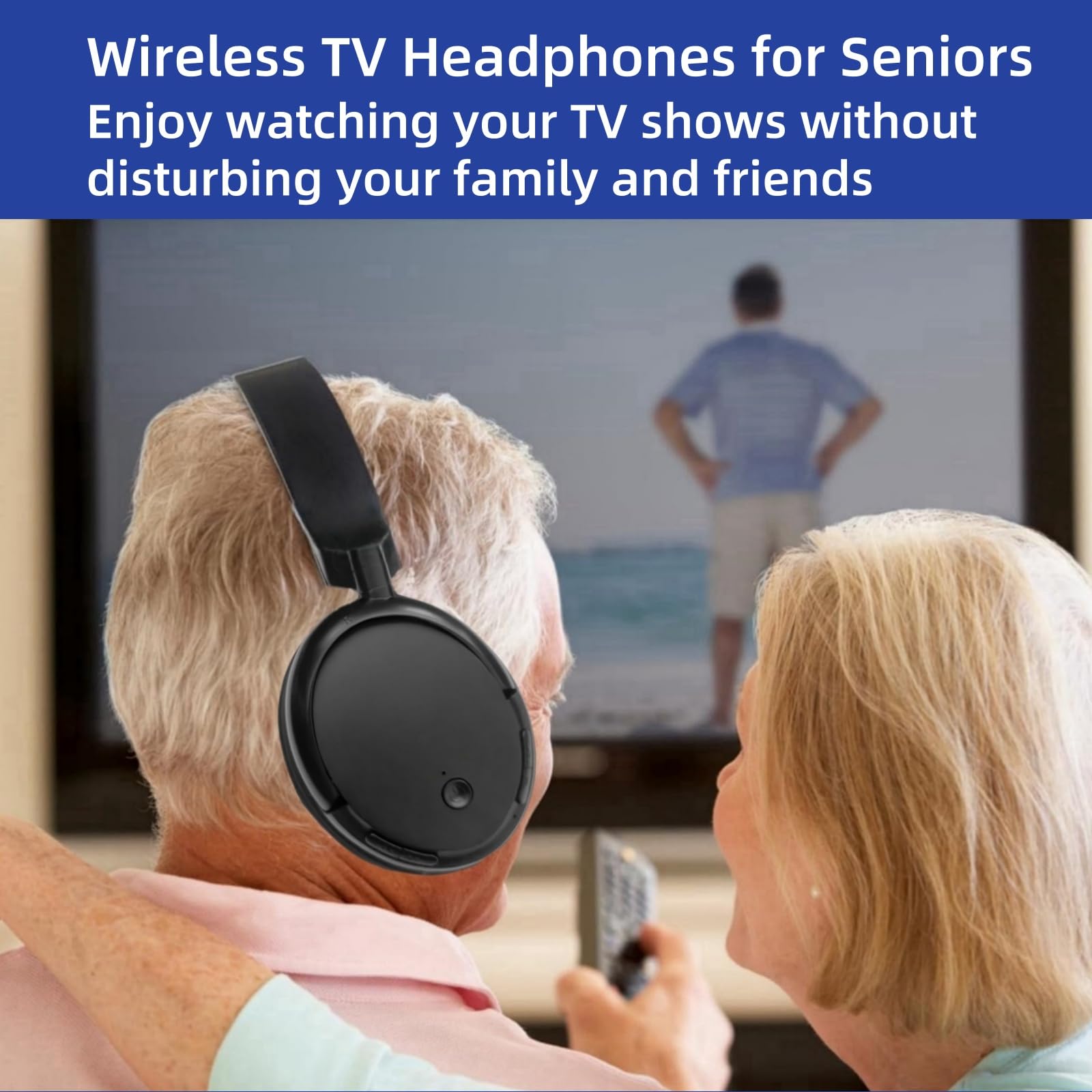 PROW Cuffie TV Senza Fili con Trasmettitore USB, Cuffie TV Senza Fili per Anziani, CuffIe Bluetooth Over-Ear per, Nessun Ritardo Audio, Durata Della Batteria di 30 Ore, Leggere e Comode