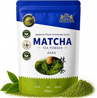 SRILUXE - Ceremonial Matcha Green Tea Powder - Premium Grade-100g. Produced in Japan, Uji, Kyoto. Use for Drinking, Cooking, Baking, Smoothie Making and with Milk. Vegan & Vegetarian Friendly AAAA