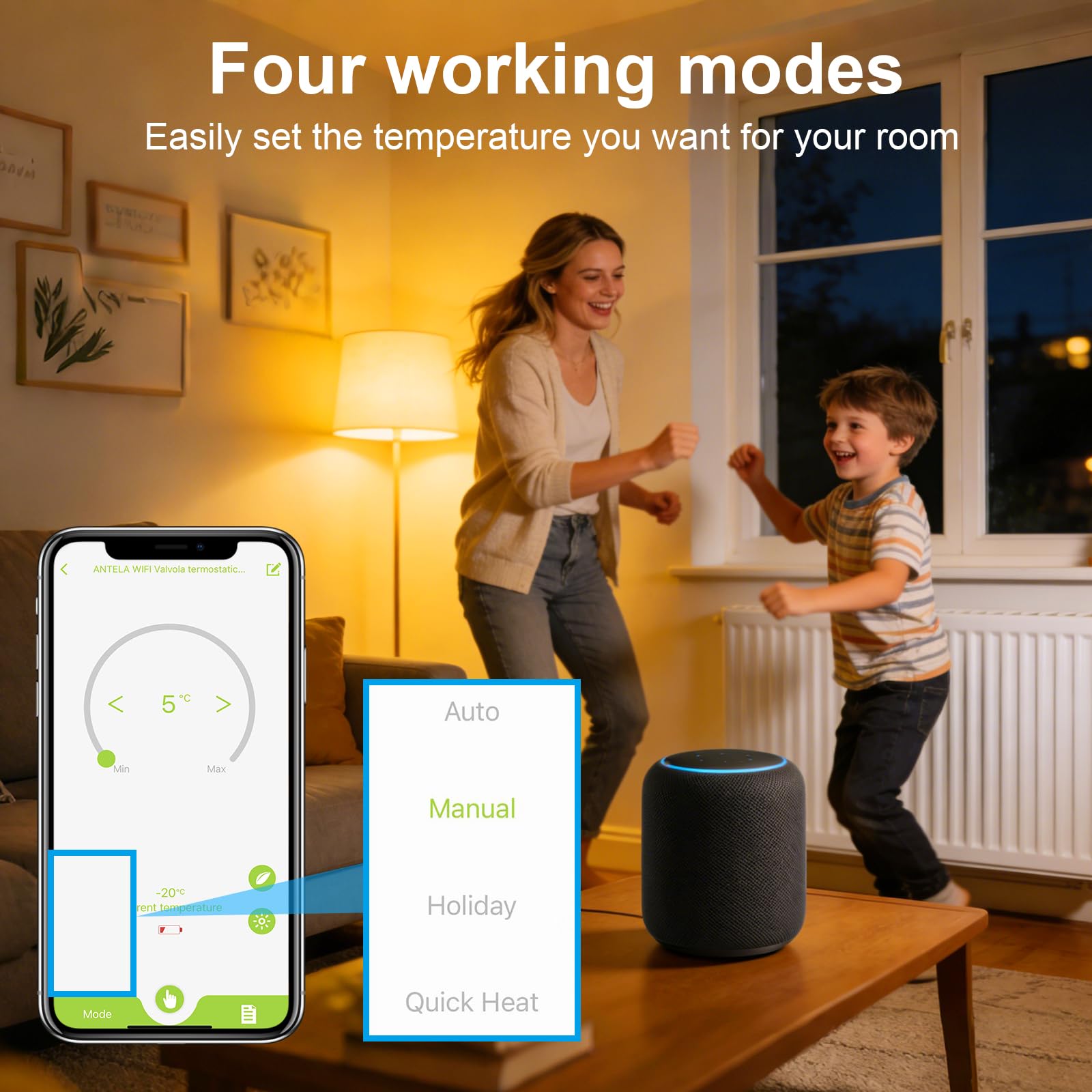 ANTELA Termostato smart per termosifone | Valvola Termostatica Intelligente Wifi, Gestione Smart del Riscaldamento, via Smart Life APP