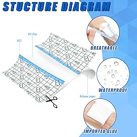 BBTO 50 Pieces Transparent Clear Adhesive Bandage Stretch Large Waterproof Film Adhesive Bandages Dressing Supplies(8 x 10 Inch)