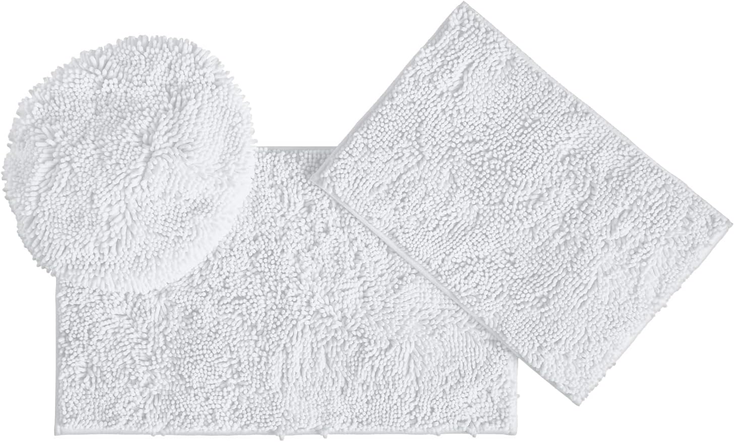 Amazon.com: LuxUrux Pure Elegance Bath Set White Bath Mat, Plush Rugs ...