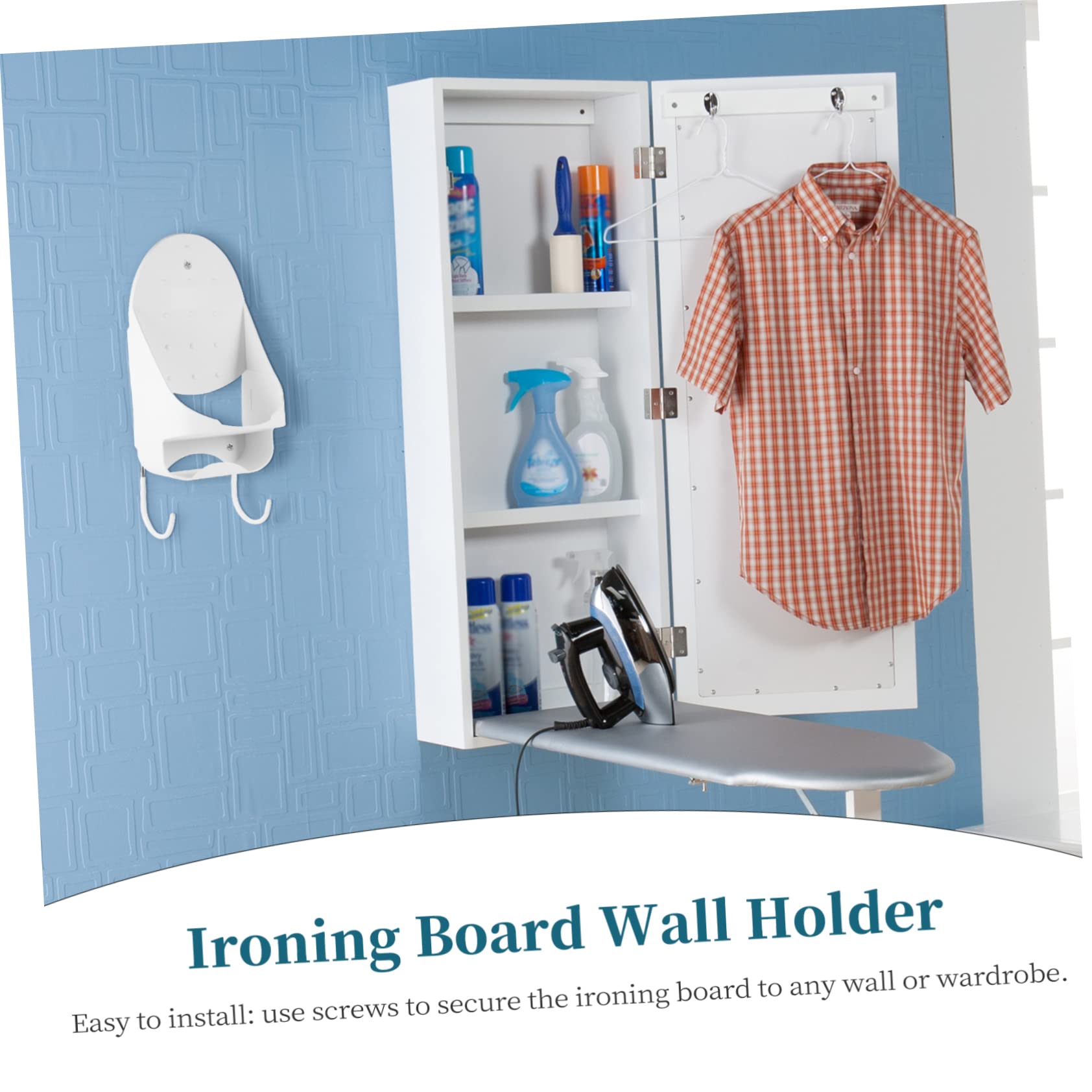 KOMBIUDA Wand Bügelbrett Organizer zur Wandmontage aus Pbt in Weiß