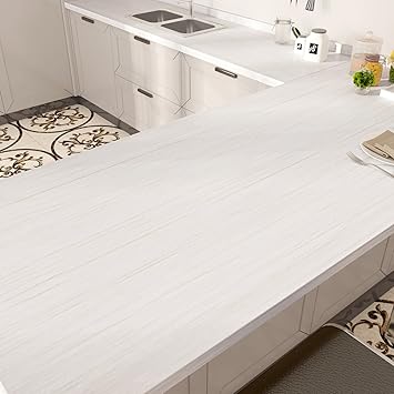 WESTICK Wood Shiplap Peel and Stick Wallpaper Vintage Kitchen Renovation White Contact Paper for Cabinets Home Decoration Removable Waterproof Self Adhesive 15.75