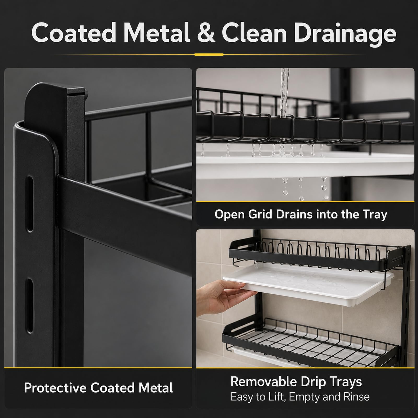 Escurridor de Platos de Pared,Escurreplatos De Pared De Acero Inoxidable,Escurridor De Platos con Bandeja,Estante para secar Platos Colgante,Ahorra Espacio,para Platos,Cuencos