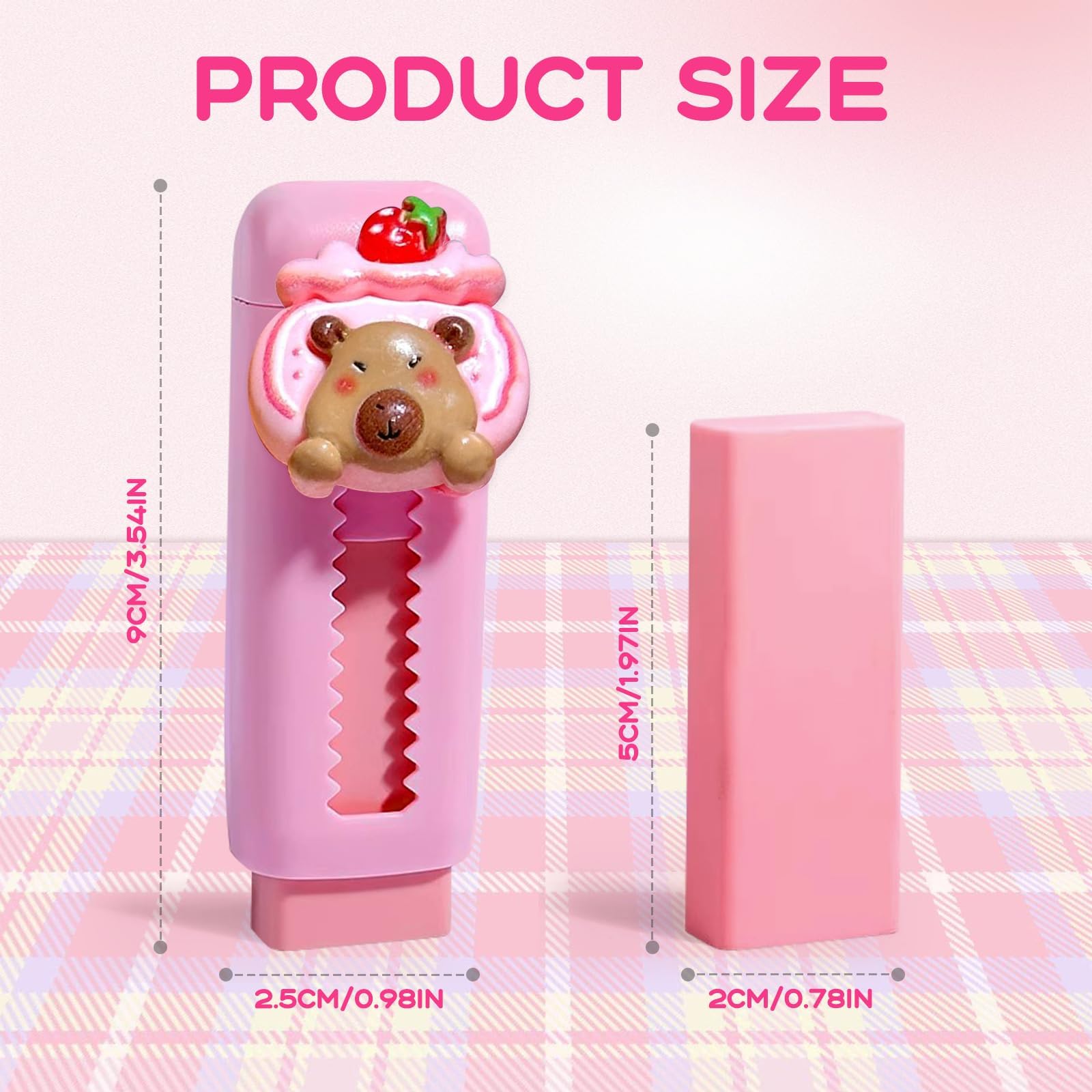 4 Pack Animal Eraser Sliding Push Pull Capybara Eraser Retractable Rubbers Erasers Capybara Rubber for Students Homework School Classroom Rewards Prizes Party Favors - Image 2