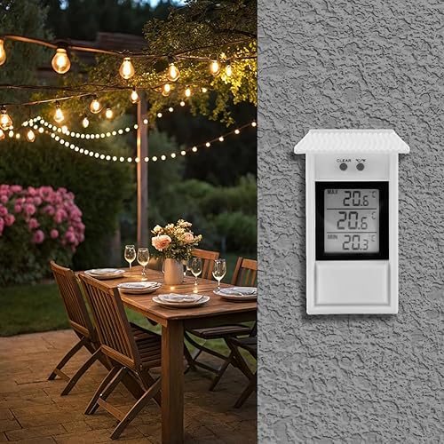 Miniatura 6 de Joyzan Termómetro digital de invernadero, impermeable al aire libre, medidor de temperatura máxima mínima, probador de temperatura alta y baja,
