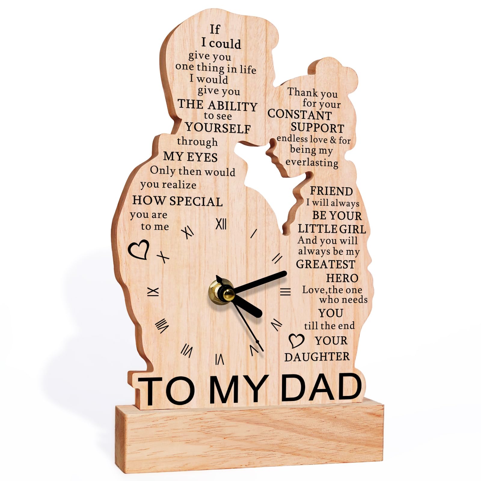 GiftChant Dad Gifts from Daughter, Wooden Clock Gifts for Dads, Dad Birthday Gift, Fathers Day Christmas Thanksgiving Present for Father Papa Daddy Stepdad, to My Dad Meaningful Keepsake DIY Clock