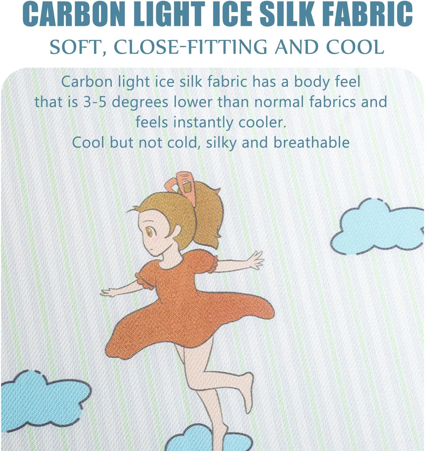 Mattress Protector Queen Size with Strap Sleeping Cooling Mattress Topper Cartoon Pattern Summer Mattress Cover Foldable Twin Bed Cover with Pillowcase for Students,A,120 * 200cmfull(2pcs)