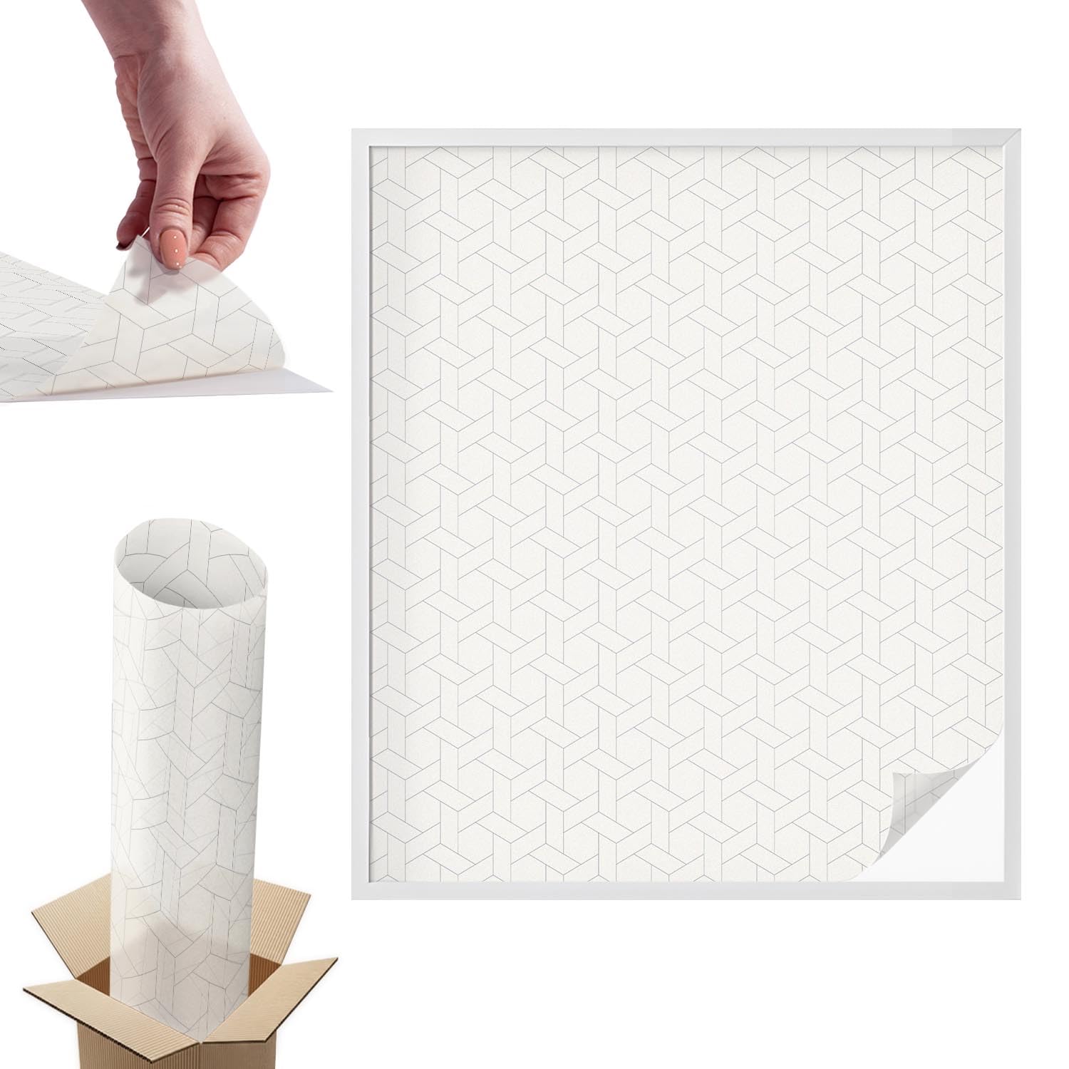 Film pour fenêtre anti-regard 100x116 cm en PVC tressé géométrique pour vitrage de chambre