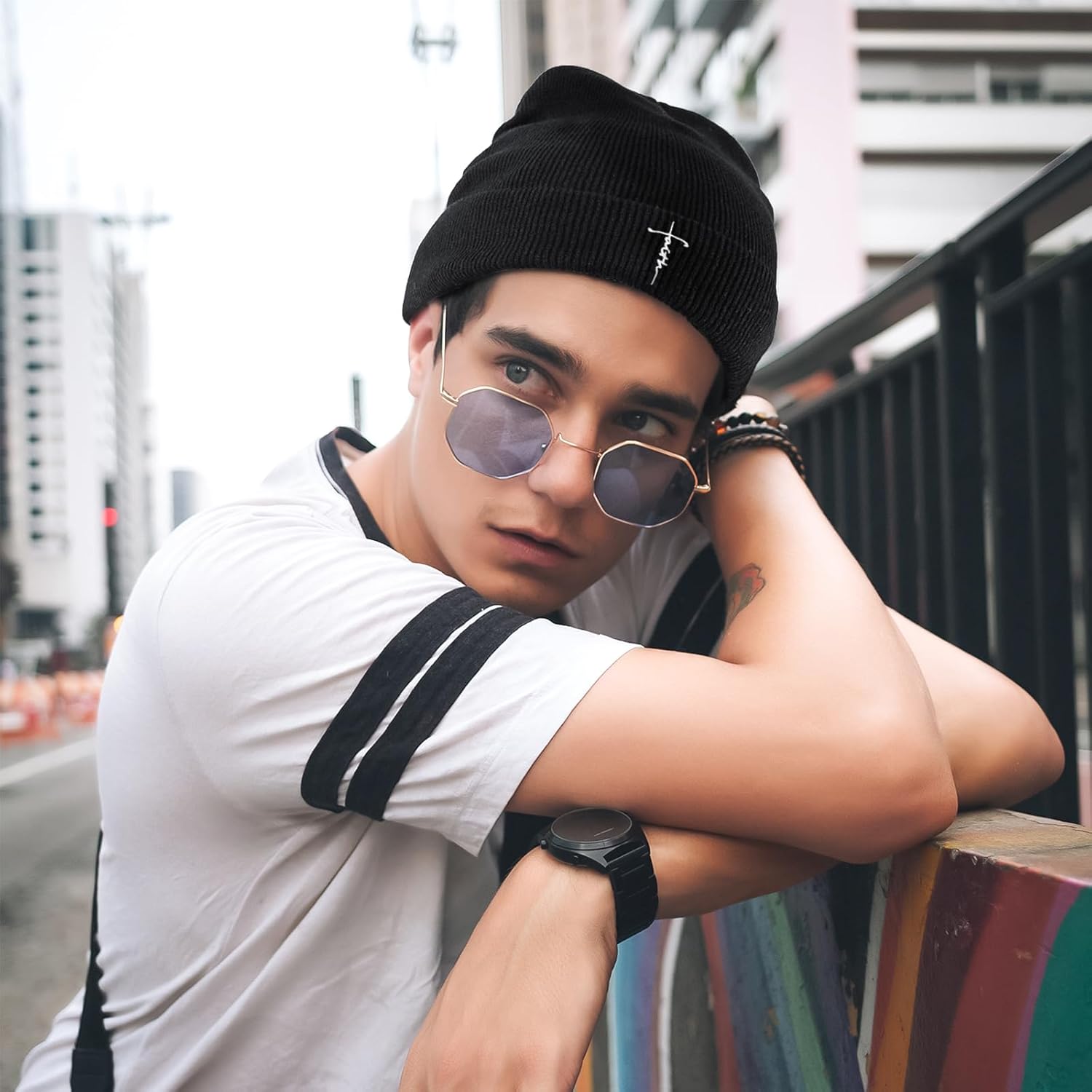 Christian Cross Beanie Jesus Beanie Embroidery Winter Hat Cap Black Beanies for Men Women - Image 2