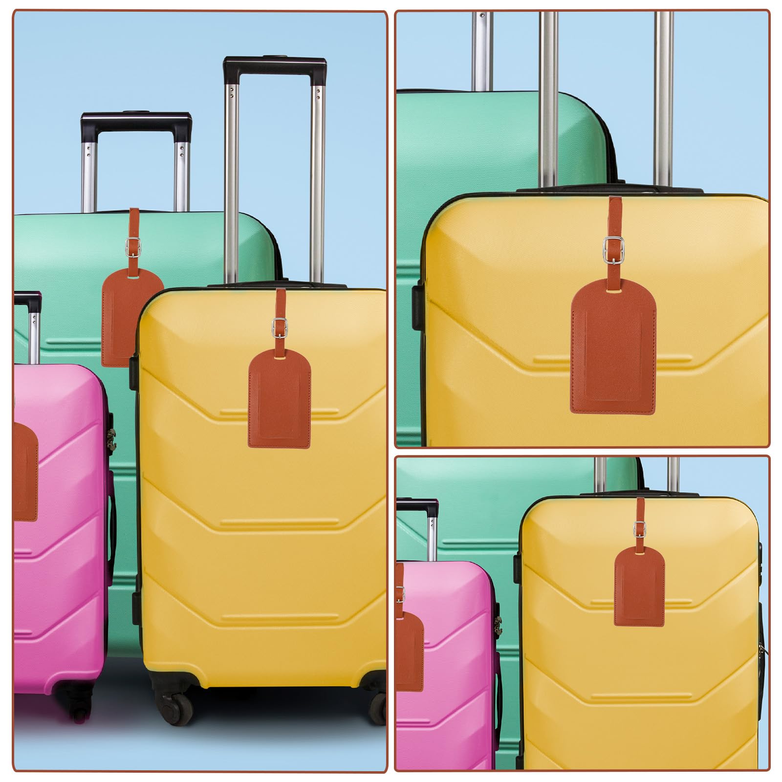 Redaancy Etichetta Per Valigie, 2 Pezzi Etichette Per Bagagli, PU Targhette Valigia,Viaggio - Foto 8