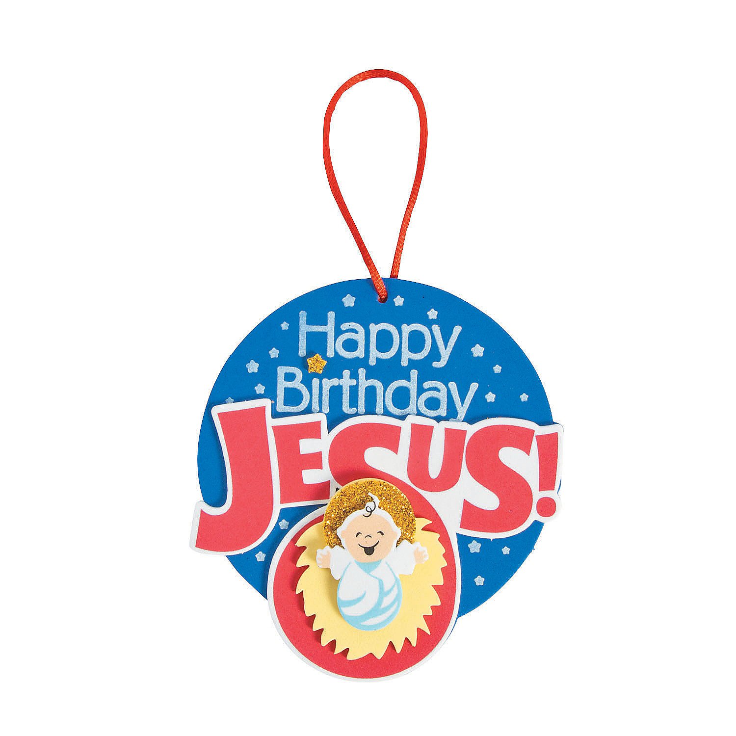 Fun Express Happy Birthday Jesus Manger Ornament Craft Kit - Makes 12 - Crafts for Kids