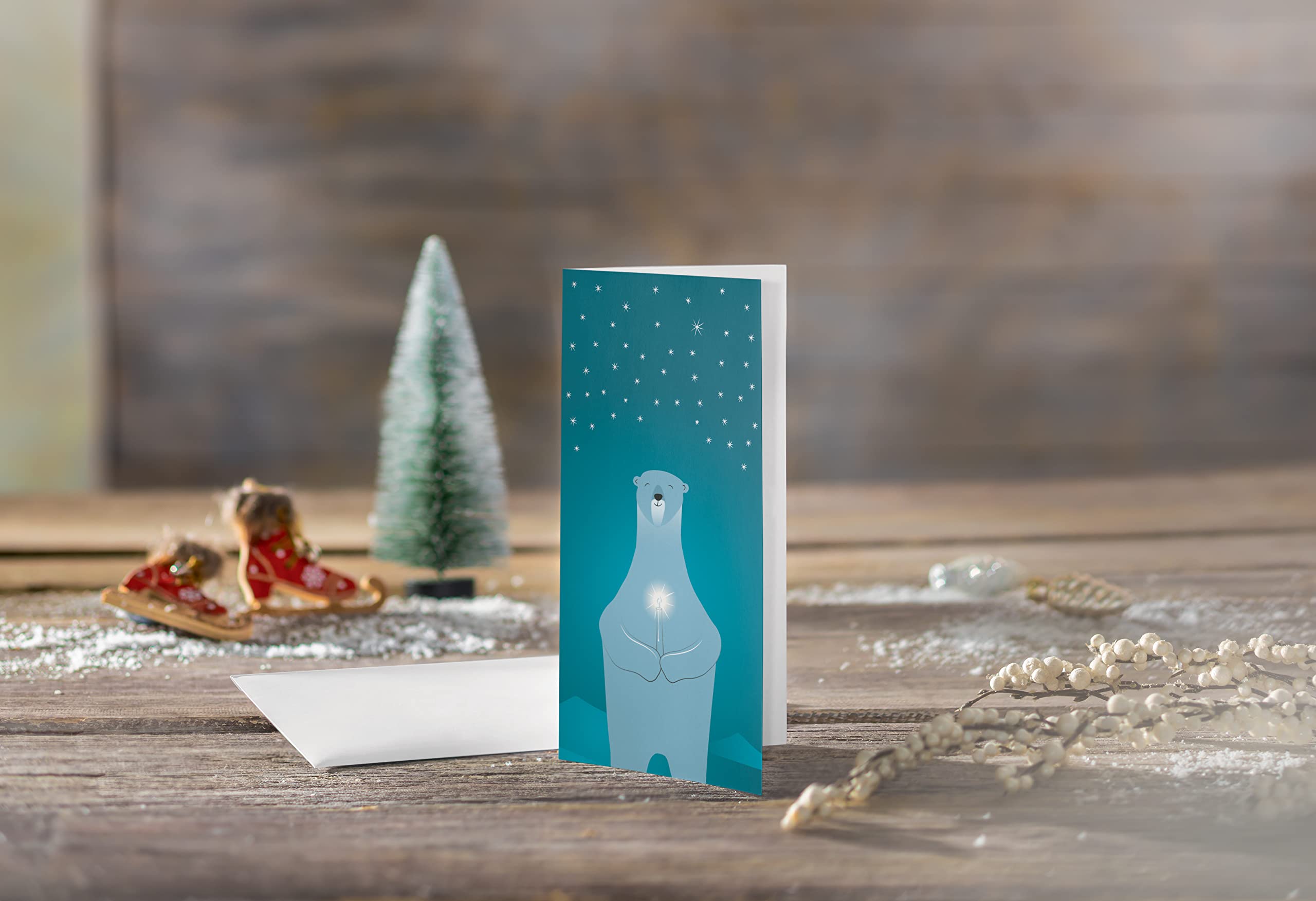 SIGEL DS076 Christmas Cards "Polar bear with candle", DL, 10 cards incl. envelopes, easy to print - Image 2