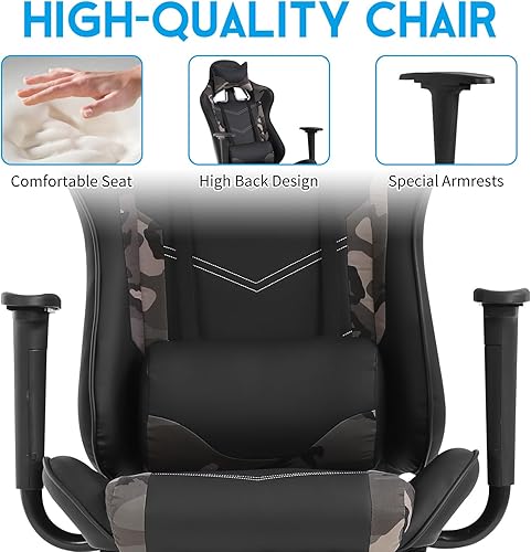 Miniatura 65 de Silla ergonómica para juegos de PC, silla de oficina para computadora, silla giratoria ajustable para videojuegos, silla de carreras con soporte