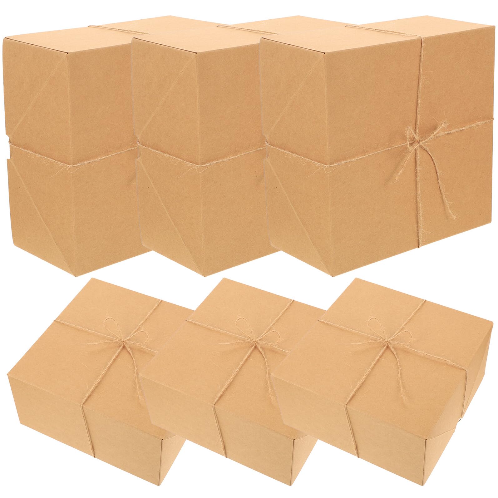 VICASKY 6 pezzi Scatole Regalo Kraft Confezioni Decorative Quadrate in Carta Kraft per Bomboniere Packaging Dolci e Regali Eleganti