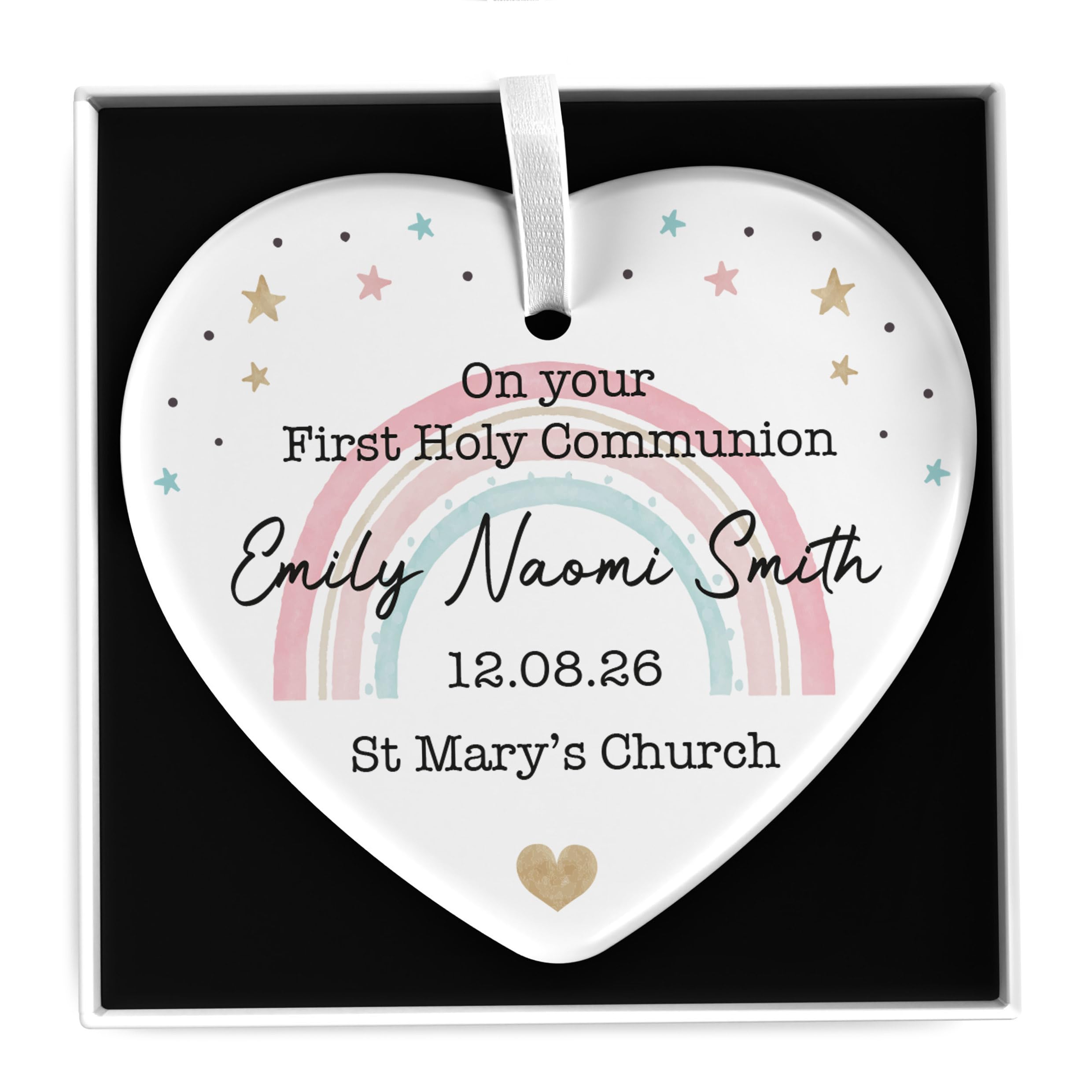 Beecreative Personalised First Holy Communion Gifts for Girl, Daughter, Granddaughter, Goddaughter - Gifts From Godmother Godfather - Communion Keepsake With Gift Box