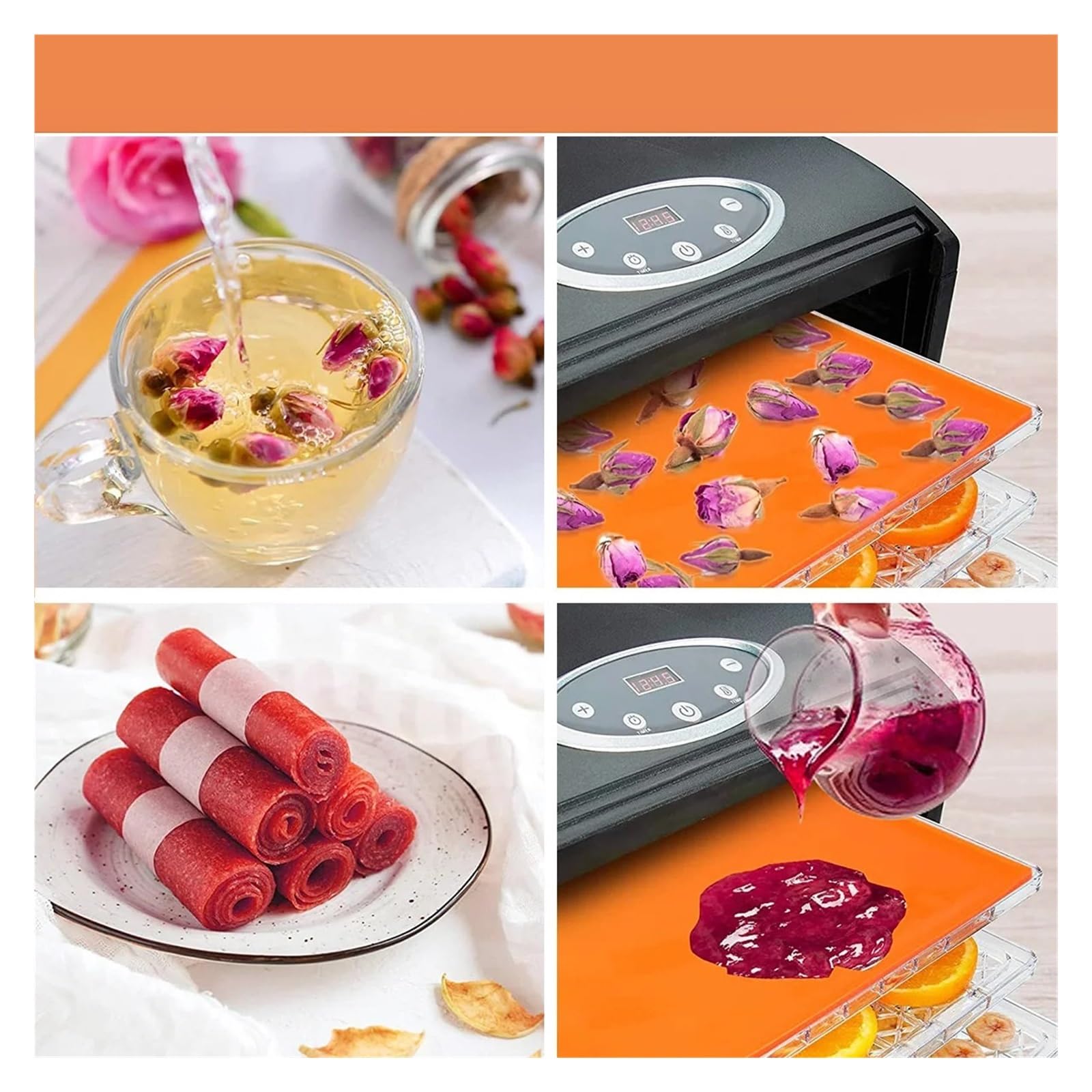 Tappetini in silicone da 4 pezzi compatibili con frutta, carne, verdure, erbe aromatiche